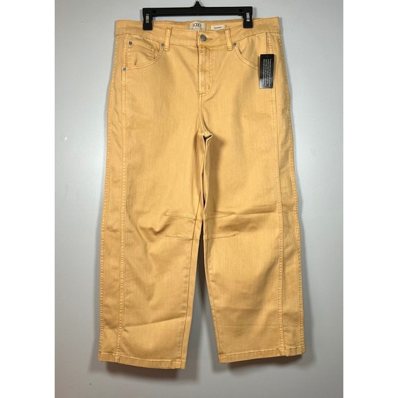 NWT Logo By Lori Goldstein Barrel Jeans, Mustard Yellow, Size 16 - Picture 1 of 9
